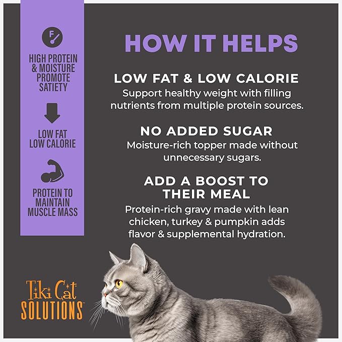 Tiki Cat Solutions Topper, Light, Chicken & Turkey Recipe in Broth, 1.5 oz. Pouch (12 Pack)