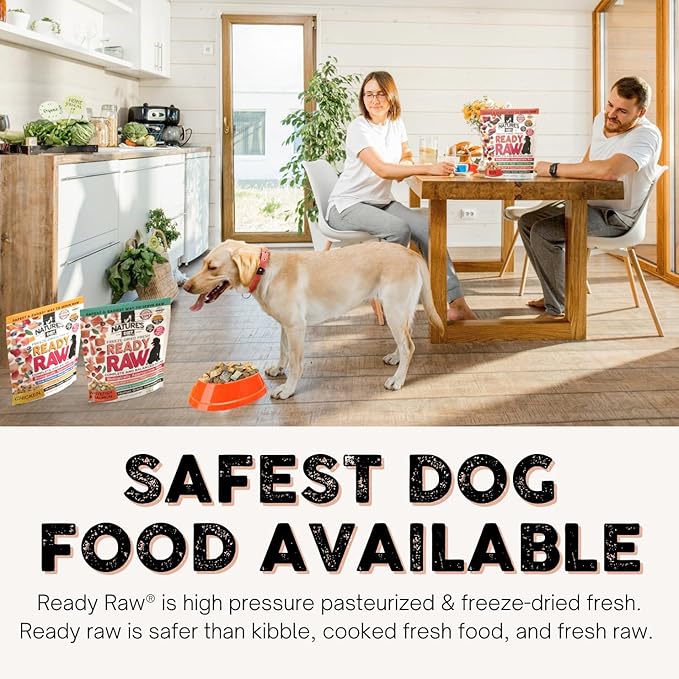 Nature's Diet Ready Raw : Freeze-Dried Raw Dog Food, Chicken, Human Grade, High Pressure Pasteurized (HPP), 96% Meat, Organ, Bone, Safe & Natural, Dry or Wet Feeding
