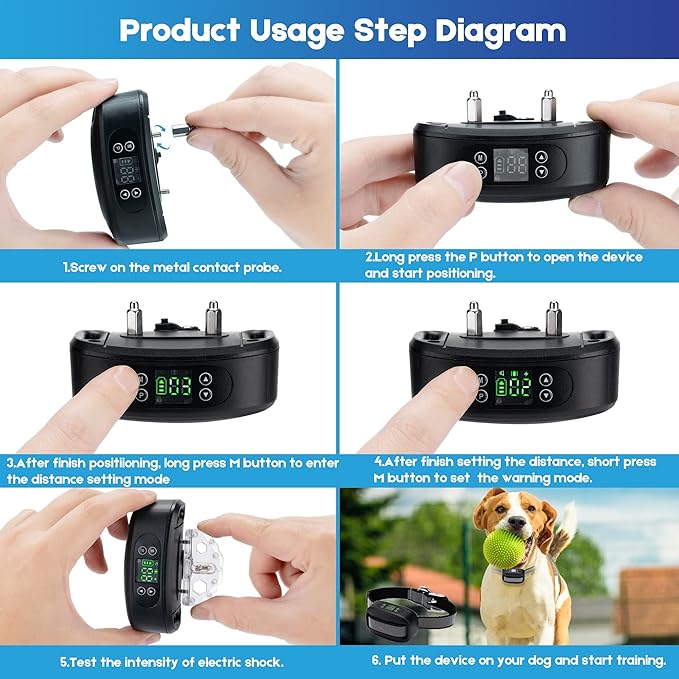 GPS Wireless Dog Fence for 2 Dogs,Electric Dog Fence for Outdoor,Adjustable Warning Strength, Rechargeable,Range 98-3281 ft,Pet Containment System for Most Dogs