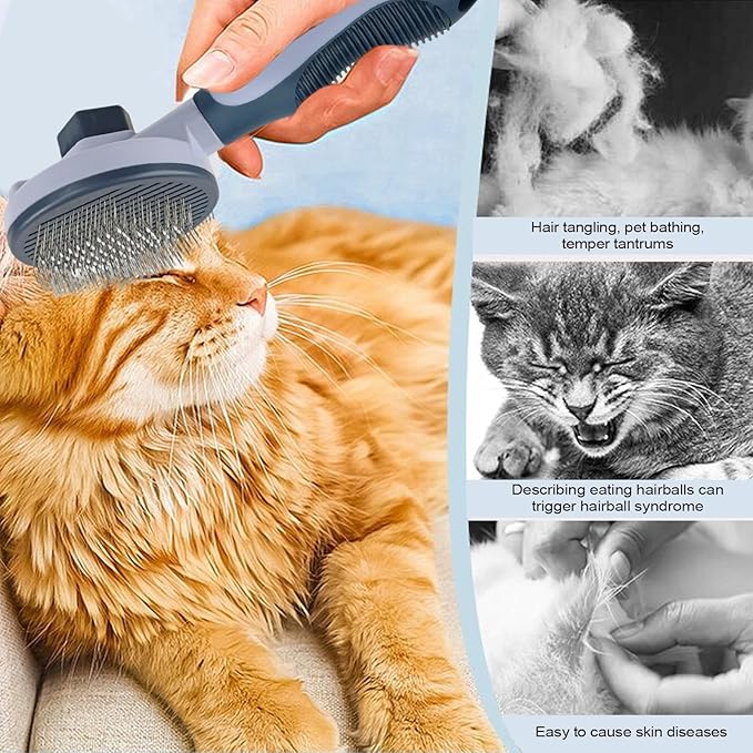 Cat Grooming Brush | Stainless Steel Portable Shedding Comb,Cat Dematting Comb,for Dogs Indoor Outdoor Home Bath Shower Apartment Washing Cleaning