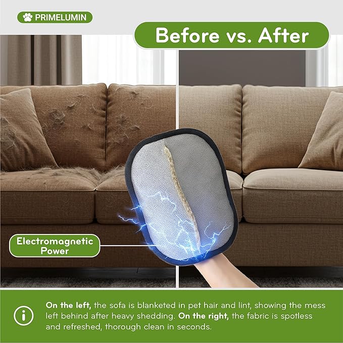 Pet Hair Remover Glove for Couch & Furniture – Reusable Electrostatic Dog & Cat Fur Remover for Sofa, Upholstery, Carpet & Car Seats – Washable Pet Hair Cleaning Tool for Pet Owners