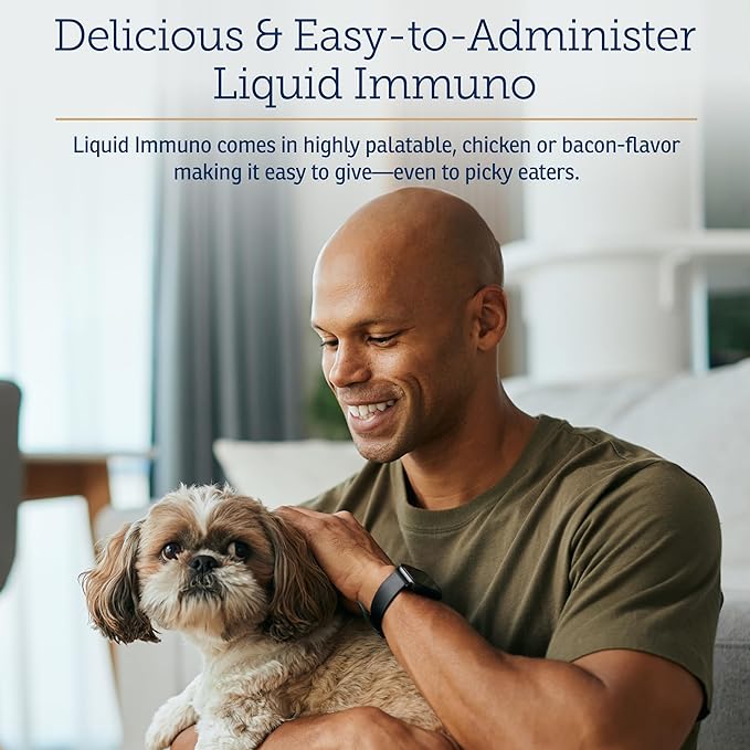 Rx Vitamins Liquid Immuno - with L-Lysine for Cats and Dog Health - Reishi Mushroom Supplement for Dogs & Cat Immune Support - Vitamins for Dogs and Dog Eye Supplements with Lutein - Chicken (4oz)