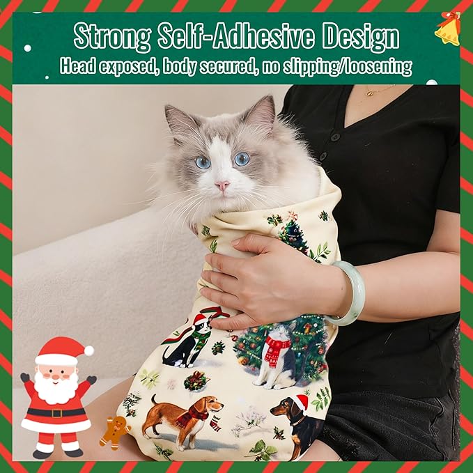 Purrfect Peace Cat Swaddle Wrap – Professional Calming Restraint Bag for Grooming, Nail Trimming & Medicine - Adjustable Cat Restraint for Grooming, Nail Clipping & Vet Visits