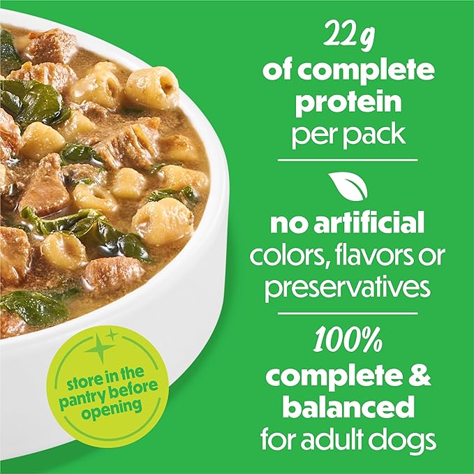 Purina Beneful Freshly Prepared Stews Turkey Dinner with Spinach and Ditalini Pasta Wet Dog Food in Dog Food Gravy - 9.5 oz Carton (Pack of 6)