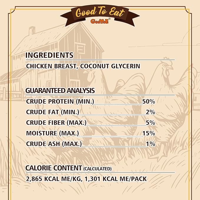 Gootoe Dog Treats, Chicken Jerky for Dogs - Dog Training Treats; High-Protein, Gluten-Free, Hypoallergenic, Grain-Free, Chicken Breast, 1 lb