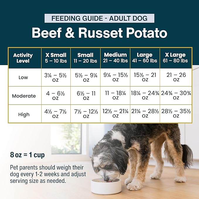 JustFoodForDogs Frozen Fresh Dog Food Toppers and Meals, Human Grade, Balanced Fresh Pet Meal or Topper, No Preservatives, Limited Ingredient Recipe, Beef & Russet Potato 5.5 oz - 18 Pack