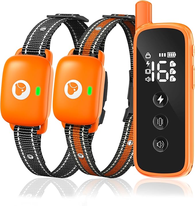 Dog Shock Collar with Remote - Rechargeable 2600FT Dog Training Collar for 10-120lbs Dogs, IP68 Waterproof Dog E-Collar with Beep, Vibration, Shock, Security Lock, Orange