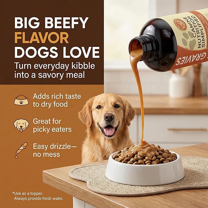 Gravies for Dogs, Premium Wet Dog Food Gravy Topper for Dry Food, Tasty & Nutritious with Essential Vitamins & Supportive Ingredients, Hip & Joint Wellness Support