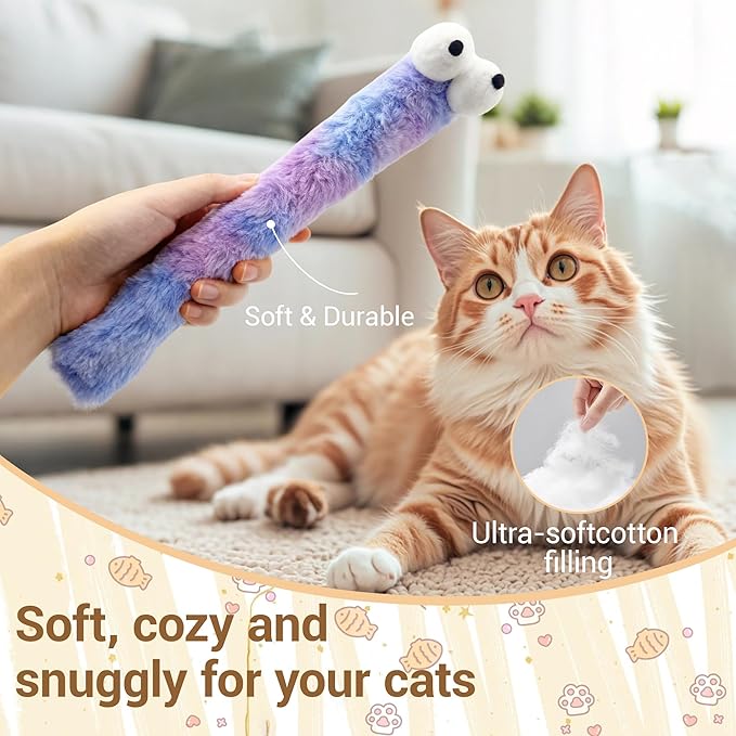 3 Pack Cat Toys Pillows,Catnip Inside, Interactive Indoor Kitten Play and Exercise Toy,Promotes Kitty Exercise,13 Inches(Pink+Green+Purple)