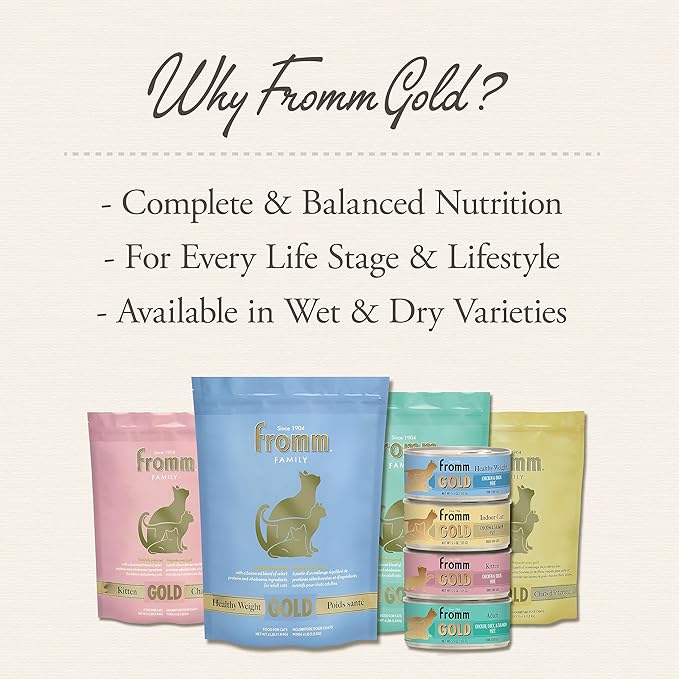 Fromm Healthy Weight Gold Chicken & Duck Pate Cat Food - Premium Wet Cat Food - Chicken Recipe - Case of (12) 3 oz Cans
