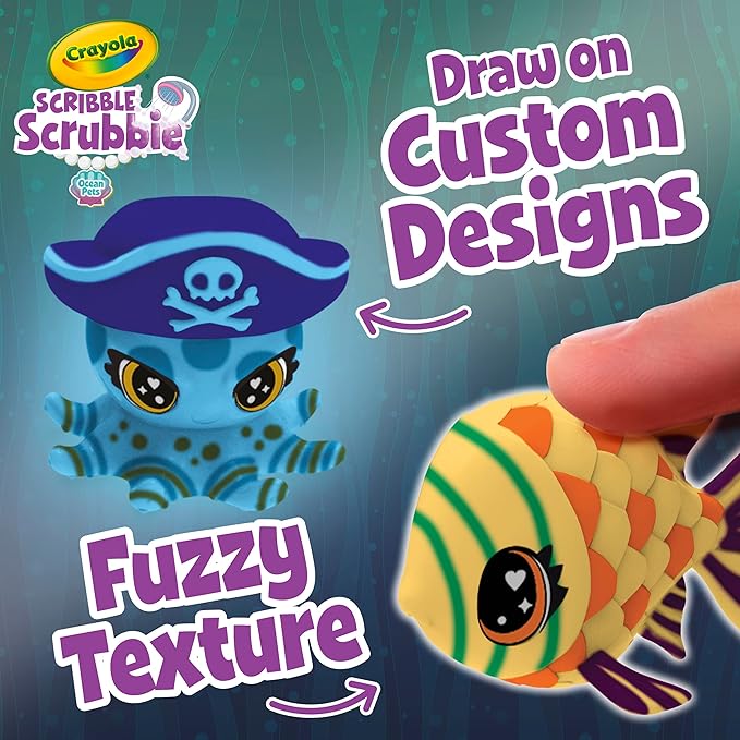 Crayola Scribble Scrubbie Pets Glow Ocean Playset, Toys for Boys & Girls, Gifts for Kids, Ages 3, 4, 5, 6