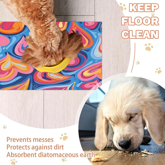 Love Dog Food Mat for Floors Absorbent, Quick Dry Water Dispenser Mat for Food, Water, Pet Supplies 16" x 24", Valentines Romantic
