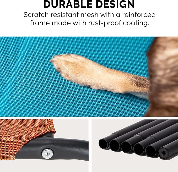 FurHaven Elevated Pet Cots - Cooling & Breathable Nylon Mesh Hammock for Large Dogs/Easy-to-Assemble / / Durable and Reinforced/Perfect for Rest & Relaxation Outdoors - Graphite Gray, Large