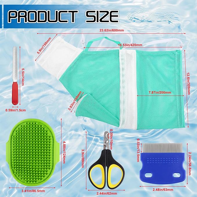 Cat Bathing Bag, Cat Shower Net Pet Bag, Cat Grooming Washer Mesh Bag, Adjustable Breathable Multifunctional Anti-Bite and Anti-Scratch Restraint Bag with Pets Nail Clippers for Cat's Bathing