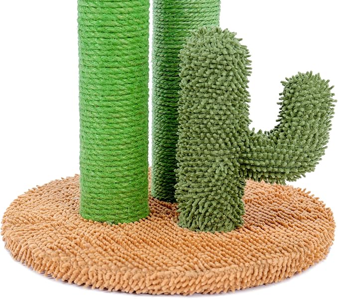 Cat Scratching Post Cactus Cat Scratching Board with 3 Scratching Poles and Interactive Hanging Ball for Small Cats