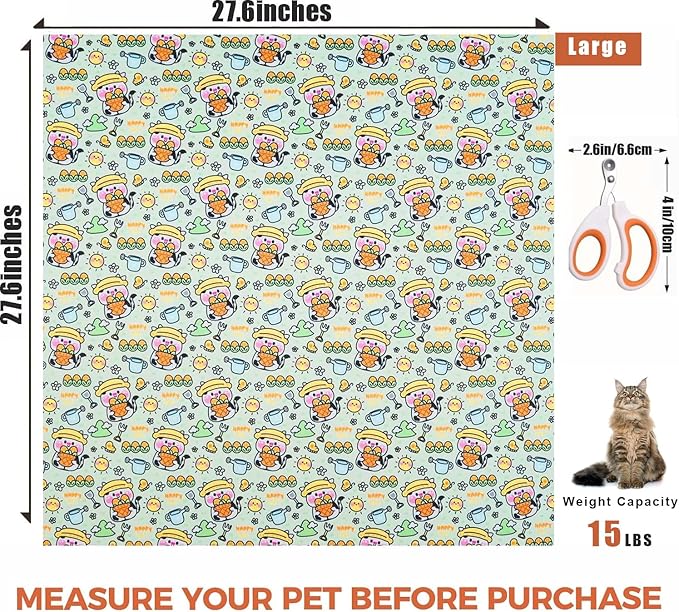 27.6‘’ Cat Grooming Wrap, Self-Adhesive Cat Wrap for Cutting Nails, Calming Cat Burrito Wrap Cat Swaddle Wrap Anti-Scratch Anti-Escape Cat Restraint for Nail Clipping, Medicine, Teeth Brushing