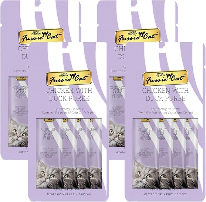 Fussie Cat Chicken with Duck Puree Grey 4 Count (Pack of 4)