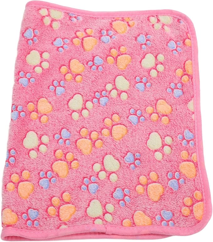 3Pcs Dog Paw Print Fleece Blanket, Pet Warm Sleep Mat, Coral Fleece Soft Dog Blanket with Cute Paw Design, Bite Resistant Pet Supplies for Dogs Cats Small Animals (L)