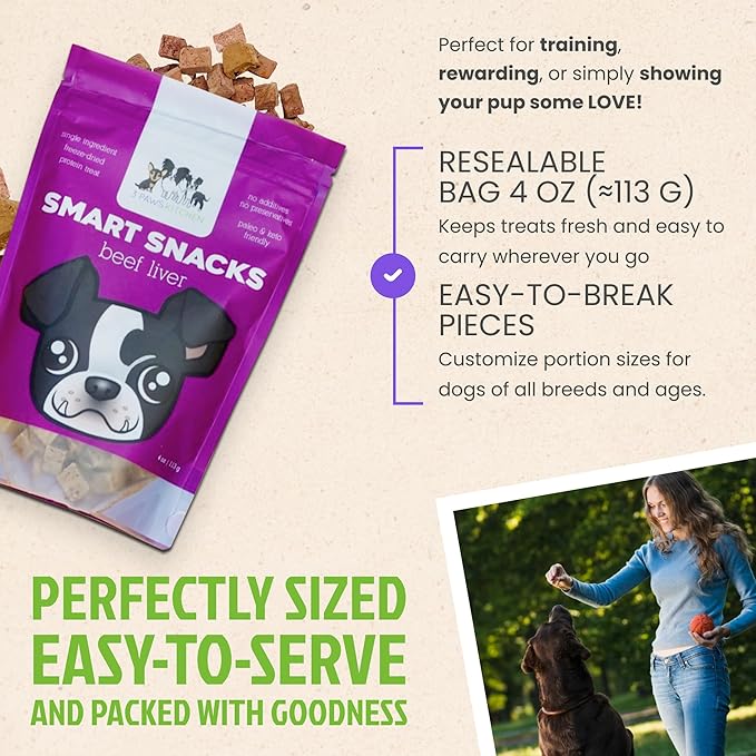 Freeze Dried Beef Liver Treats for Dogs - Healthy, High Protein Dog Snacks - Single Ingredient Liver Treats for Training & Rewards - Made in USA - Premium Freeze Dried Dog Treats