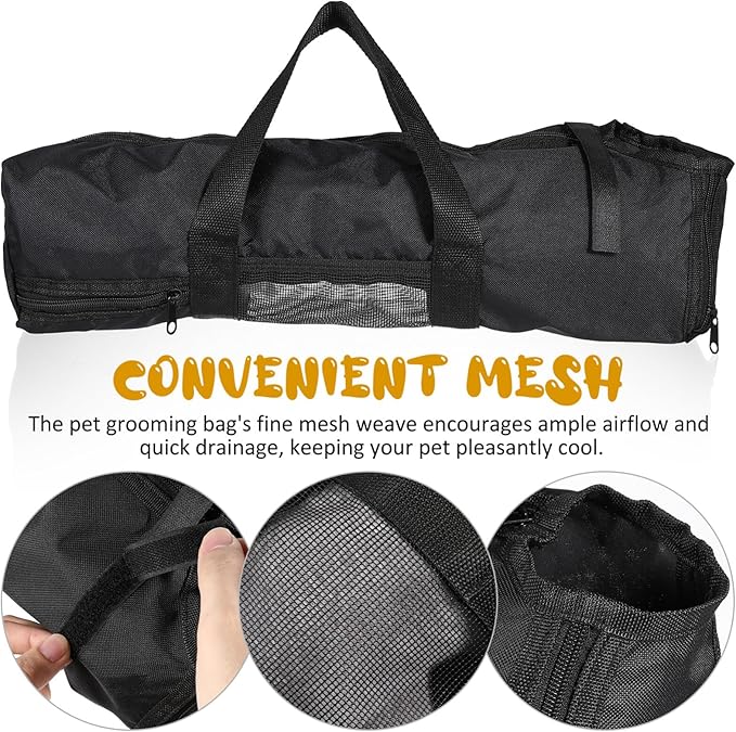 HANABASS Cat Grooming Bathing Bag for Nail Trimming Mesh Cat Holder for Travel Vet Visits Versatile Pet Shower Bag Easy Access Openings and Zipper Closure