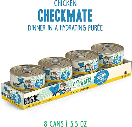 Weruva B.F.F. Play - Best Feline Friend Paté Lovers, Aw Yeah!, Chicken Checkmate with Chicken, 5.5oz Can, (Pack of 16)