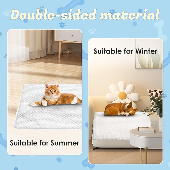 PatiencET Dog Cooling Mat, 36'' x 41" Reversible Dog Crate Pad (Cool and Warm), Pet Cooling Pad Bed with Washable Removable Cover, Soft Kennel Pad for Small Medium Dogs, Heated Warm Cat Bed