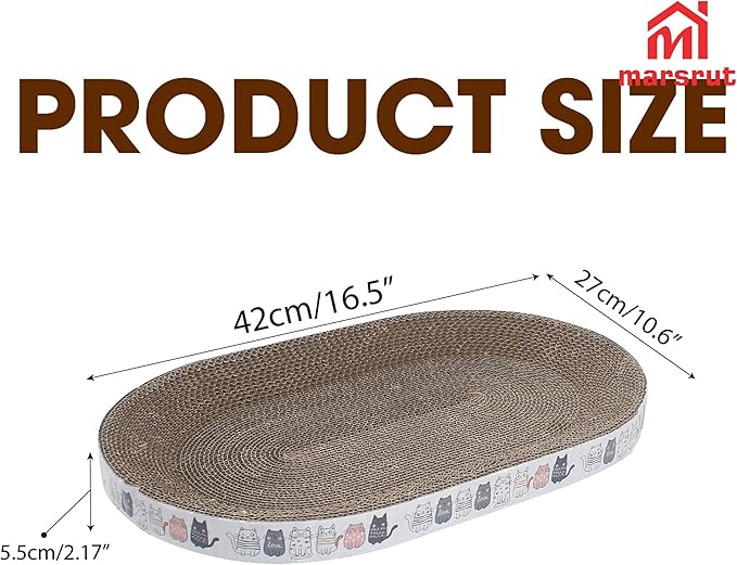 Oval Cat Scratcher Bed 17x11 inches Scratching Cardboard Bowl Cute Shaped Lounge Boxes Durable High-Density Provides Firm Cozy Corrugated Resting Play Place Indoor for Medium to Large Breeds