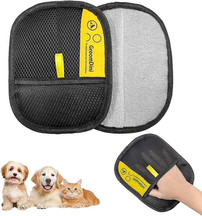 2 Pcs Pet Hair Removal Glove, Magic Brush Pet Hair Remover Electrostatic Pet Hair Remover Glove for Deshedding, Grooming, Cat Dog, Reusable & Washable (Black) degign for Sofa Car Seat Clothing