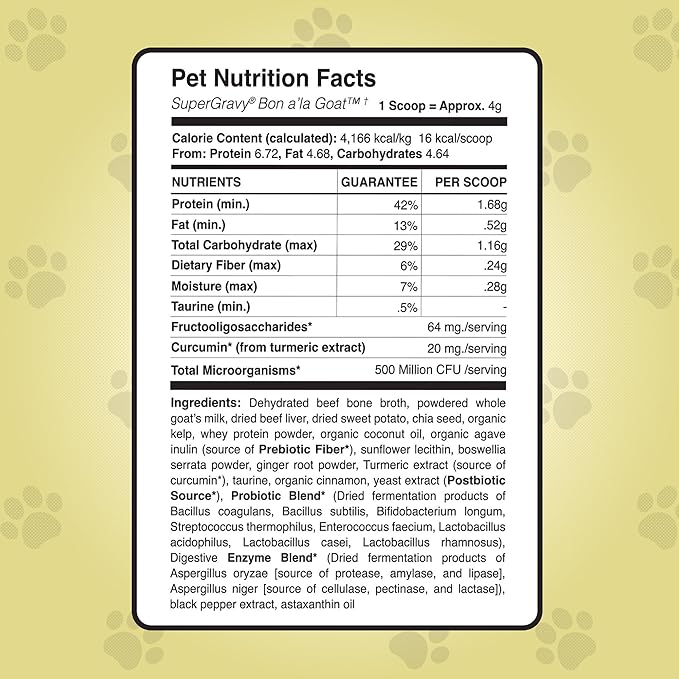 CLEAR CONSCIENCE PET® Bon A' La Goat™ SuperGravy® Natural Dog Food Gravy Topper, Hydration Broth Mix, Gluten and Grain Free Kibble Seasoning Powder Topper for Picky Eaters (9 oz. (60 Scoop))