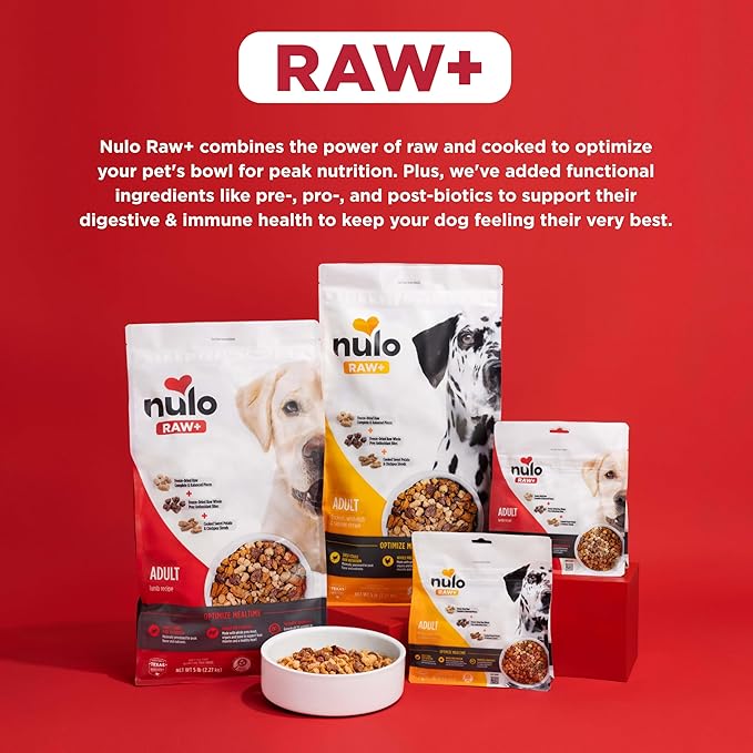 Nulo Freeze-Dried Raw+ Adult Dog Food, Chicken, Whitefish and Salmon, 5 lb Bag