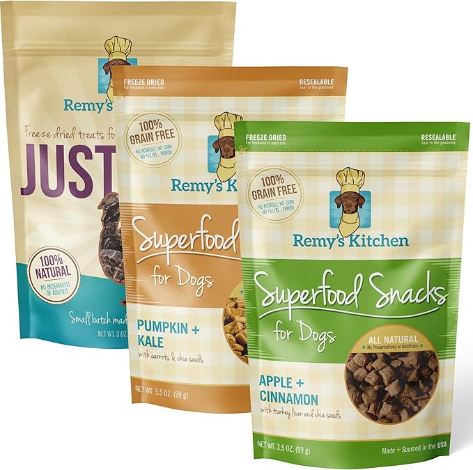 Freeze Dried Dog Treats USA Sourced and Small Batch Made - Human-Grade, All Natural Superfood Dog Snacks Without Artificial Preservatives, Grain Free - 10.5 oz, Variety, 3-Pack