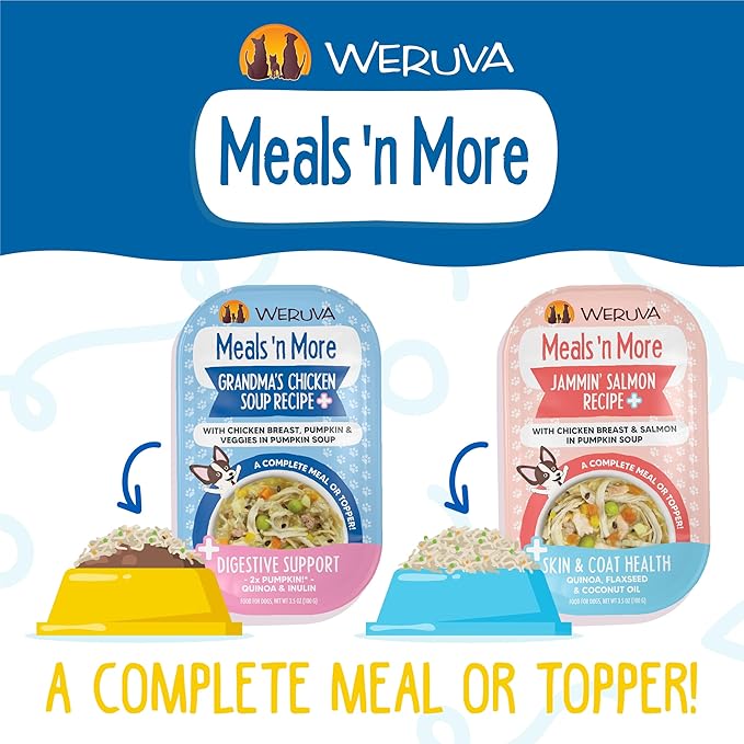 Weruva Meals 'n More Wet Dog Food, Doggie Duo Trial Variety Pack, 3.5oz Cup, Pack of 4