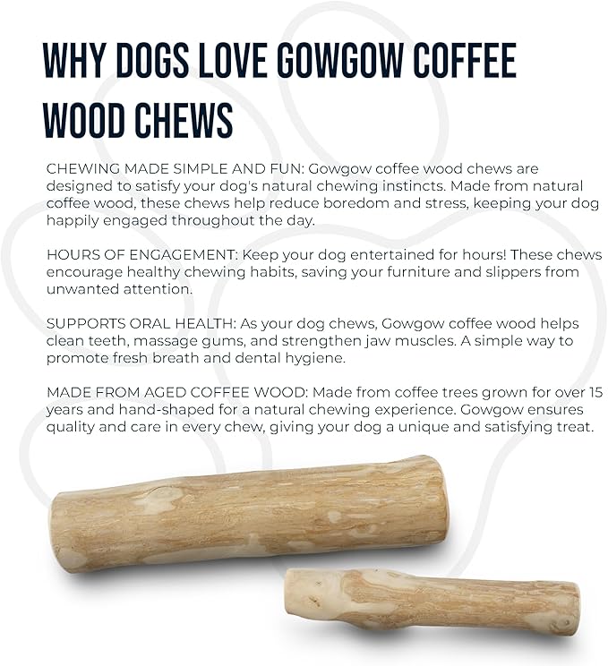 Dog Wood Chew Stick Made from Real Coffee Trees 8.7"+ - 100% Organic Toys, Wooden Chew Stick for Medium & Large Dogs, Stress Relief Chew Toy Keep Dog Busy, Teeth Cleaning