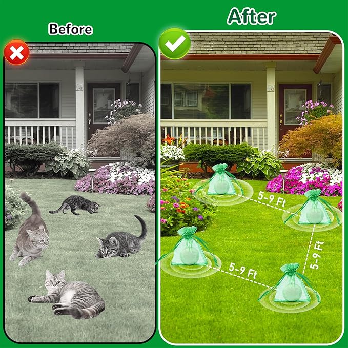10 Pack Natural Peppermint Oil Cat Deterrent Balls, Outdoor Indoor Pet Deterrent for Cats & Dogs, Keep Cats Away from Yard Garden Plants Furniture Trash, Anti Scratch and Chew