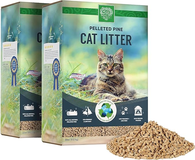 Small Pet Select Pelleted Pine Cat Litter, Kitty Litter, Non Clumping Pellets for Cats, for Use with Sifting Litter Box, Non Tracking, Low Dust, Made in USA, 40lb
