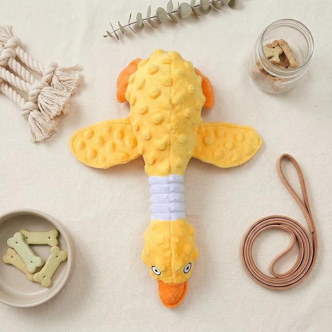 Goose Dog Toy Soft Stuffed Animal Plush Dog Puppy Chew Toys to Keep Them Busy Pet Supplies for Chewers Small Medium and Large Breeds (Yellow)