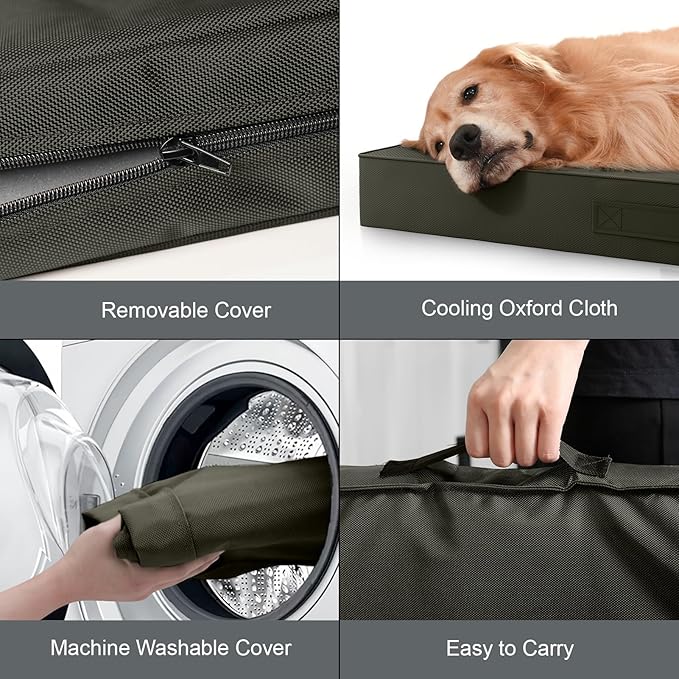 Outdoor Dog Bed Waterproof, Outside Orthopedic Dog Bed for Medium Dogs & Puppies, Egg Crate Foam Pet Mat with Removable Washable Oxford Cover, 30x20 Inch, Brown