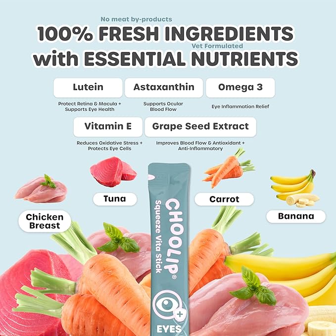Choolip Bundle | Berry Good Milk 10pk Vitamin-Infused + 49pc Eye Health Squeeze Vita Sticks with Essential multivitamins [Both Products are for Cats & Dogs of All Life Stages]