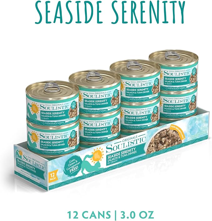 Soulistic Originals, Seaside Serenity Salmon and Tuna Dinner in Gravy, 3oz Can, Pack of 12