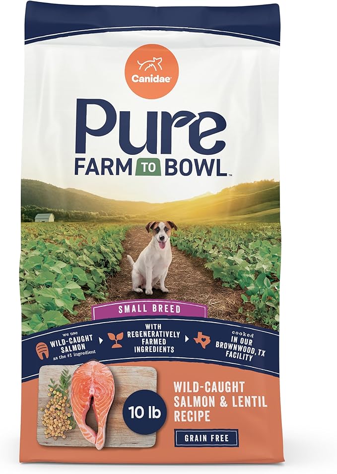 Canidae Pure Farm to Bowl Wild-Caught Salmon & Lentil, Small Breed Recipe, 10 lbs.