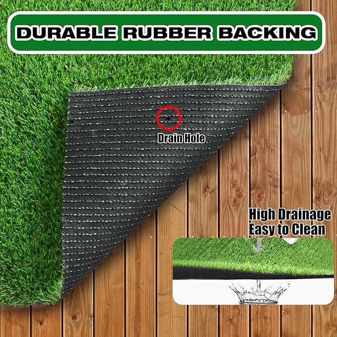 XLX TURF Artificial Grass Outdoor Runner Rug 2 FT X 10 FT - Pets Friendly Soft Fake Grass 25mm High Pile