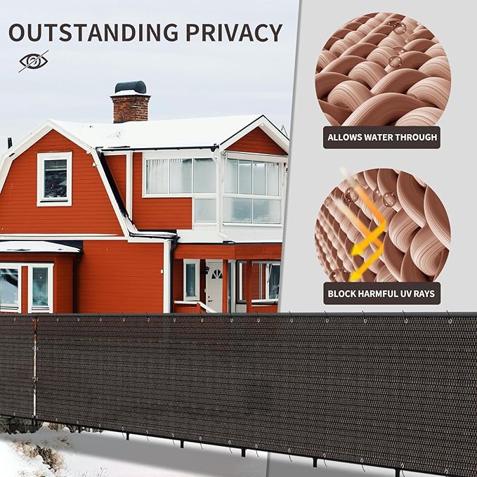 LOVE STORY Custom Size 3'x13' Brown Balcony Privacy Screen,UV Block Privacy Fence Screen,90% Shield for Outdoor Pool Garden Apartment Railing