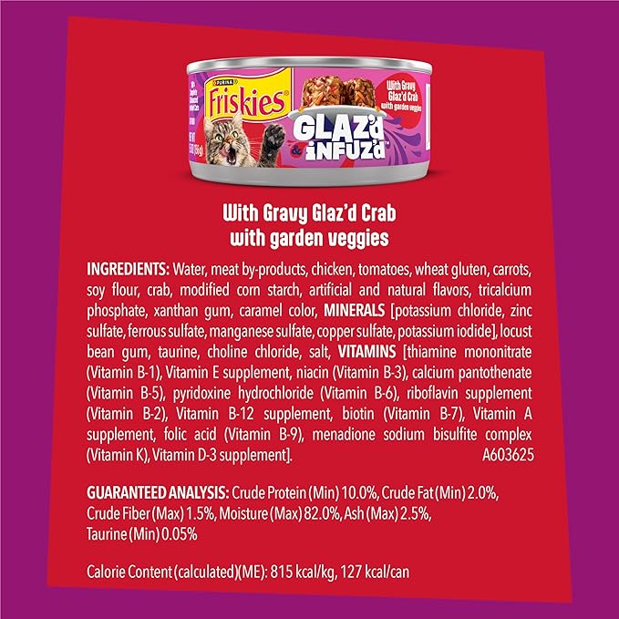 Purina Friskies Glaz’d and Infuz’d with Gravy Glaz’d Crab Flavored Wet Food for Cats - 5.5 Ounce (Pack of 24)