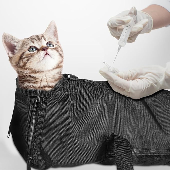 Pet Carrier for Cat Bathing Nail Trimming Breathable Mesh Bag Secure Zipper Oxford Fabric Cat Grooming Holder Multi-Purpose