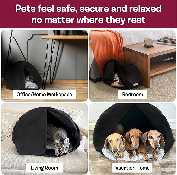 Original Patented Cozy Pet Bed: Calming Den for Indoor Cats and Small Dogs, Portable Cave Tent Design for Comfort, Ideal for Pets Seeking a Relaxing, Secure Space, Ideal for Anxiety Relief & Comfort