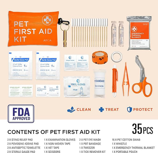 Dog First Aid Kit - Pet Emergency Kit - Water Resistant High Visibility Reflective First Aid Pouch Dog Camping Essentials for Hiking, Backpacking, Sports, Hunting