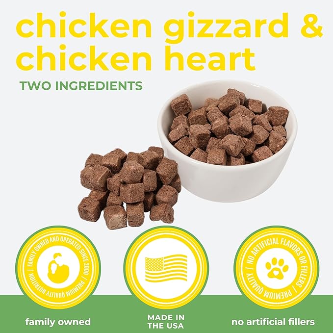 Momentum Carnivore Nutrition Freeze-Dried Chicken Training Bites – Two Ingredients-Chicken Gizzard and Heart, All-Natural Dog Treats –Made in USA – Perfect for Training & Rewards- 2.5 oz Bag