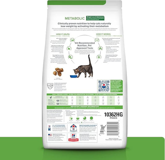 Hill's Prescription Diet Metabolic Weight Management Chicken Flavor Dry Cat Food, Veterinary Diet, 4 lb. Bag