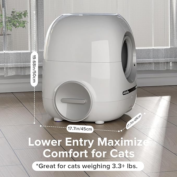 Self Cleaning Cat Litter Box, Smart Automatic Cat Litter Box with Double Odor Removal, 90L Large Capacity/APP Control/Anti-Pinch for Multiple Cats