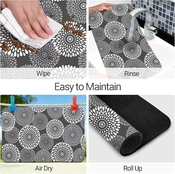 Dog Food Mat, Absorbent Waterproof Non-Slip Pet Cat Bowl Feeding Mat for Food & Water Pet Supplies 12 * 20"